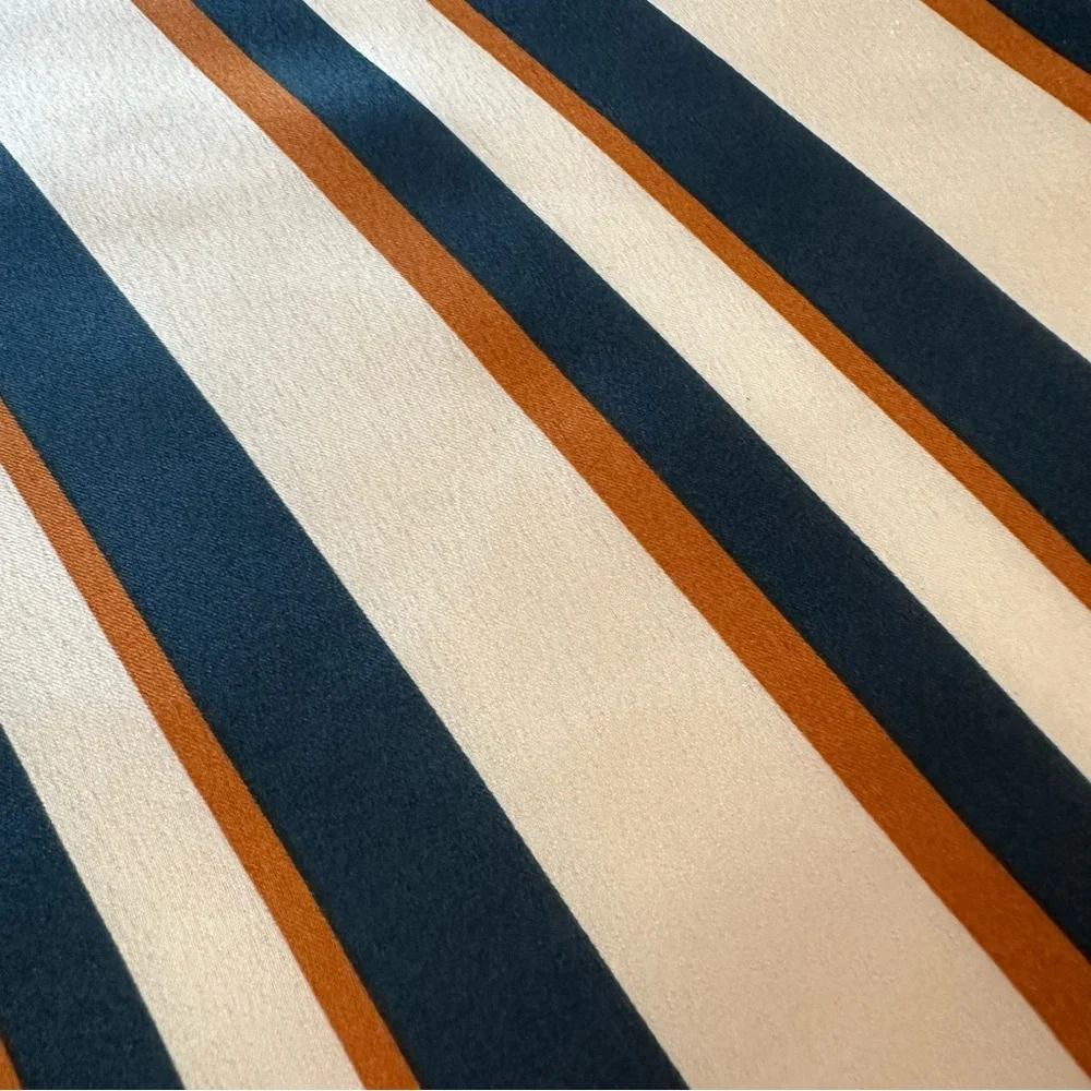 Striped Scarf Cream Navy & Copper 100% Polyester EUC‎